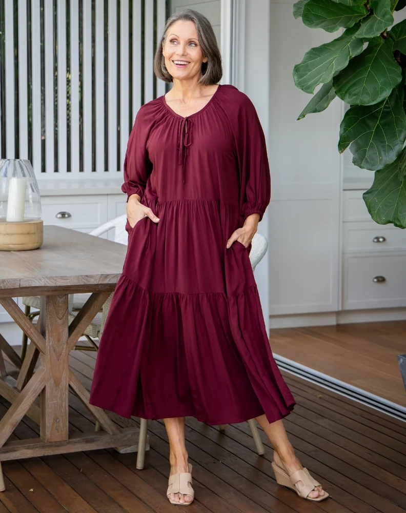Jackson Midi Dress - Wine