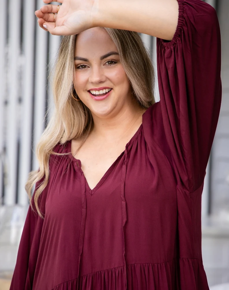 Jackson Midi Dress - Wine - Image 10