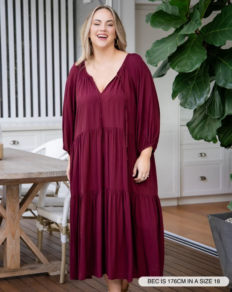 Jackson Midi Dress - Wine - Image 2