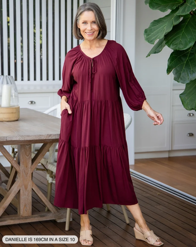 Jackson Midi Dress - Wine - Image 3