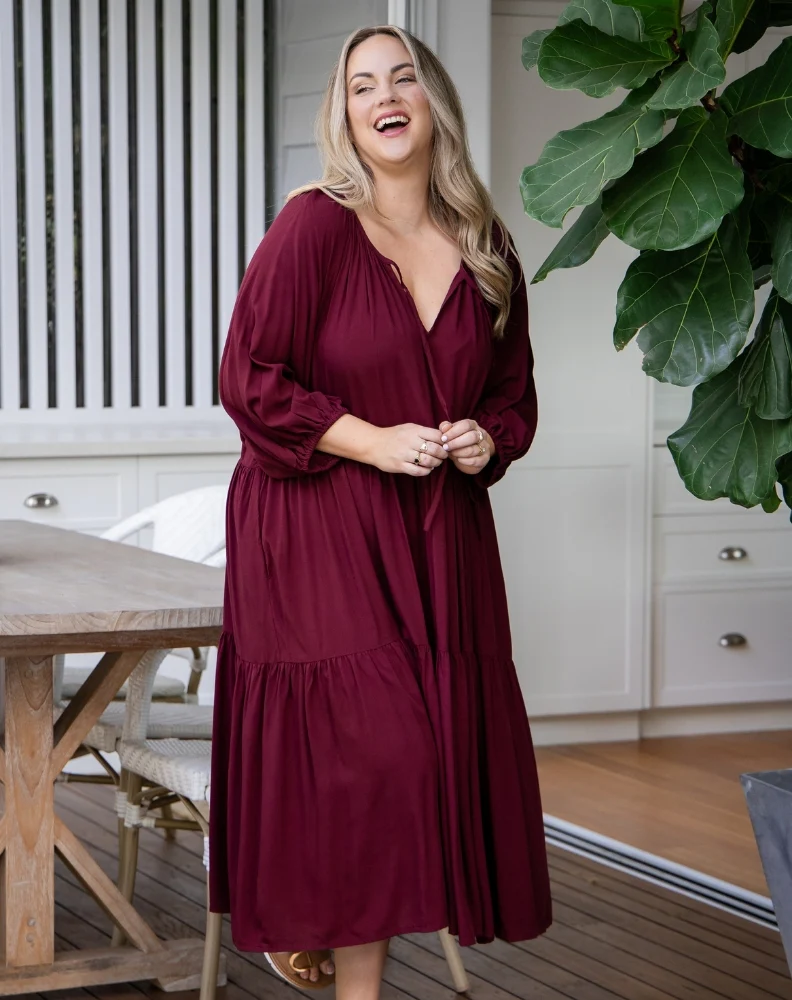Jackson Midi Dress - Wine - Image 4
