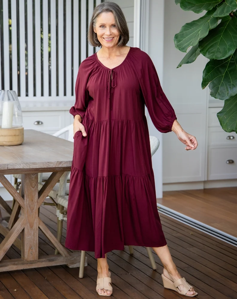 Jackson Midi Dress - Wine - Image 5