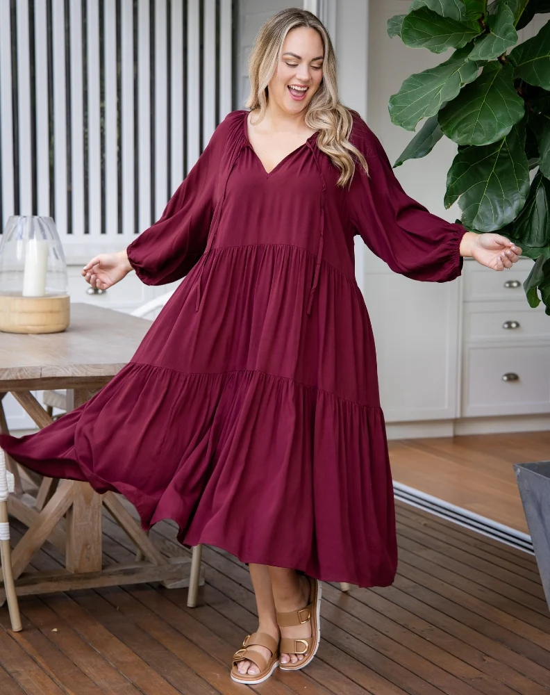 Jackson Midi Dress - Wine - Image 6
