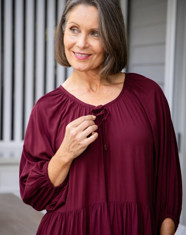 Jackson Midi Dress - Wine - Image 7