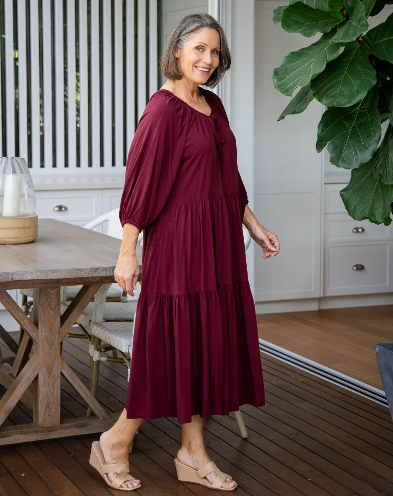 Jackson Midi Dress - Wine - Image 8