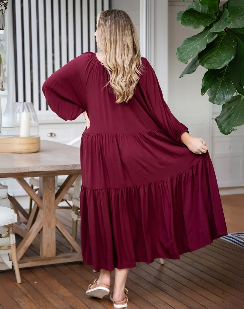 Jackson Midi Dress - Wine - Image 9