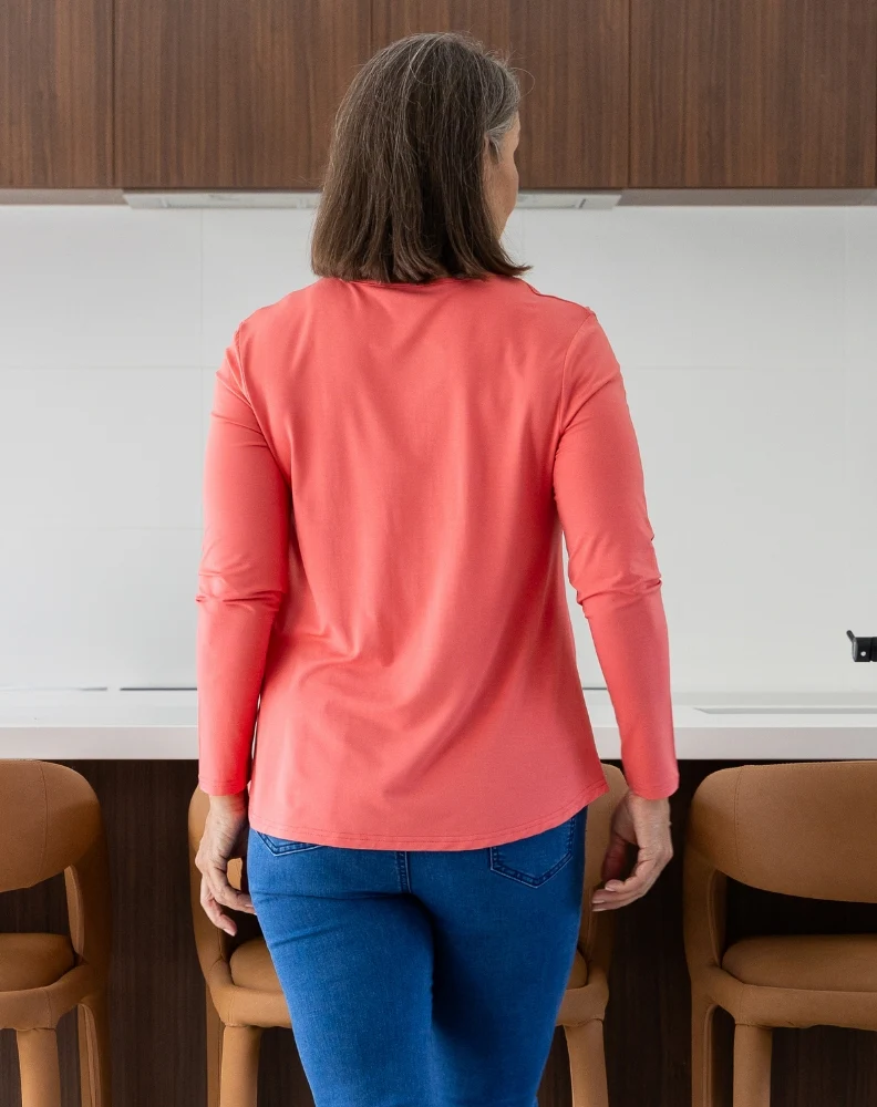 Laney V Neck Tee - Coral - Image 7