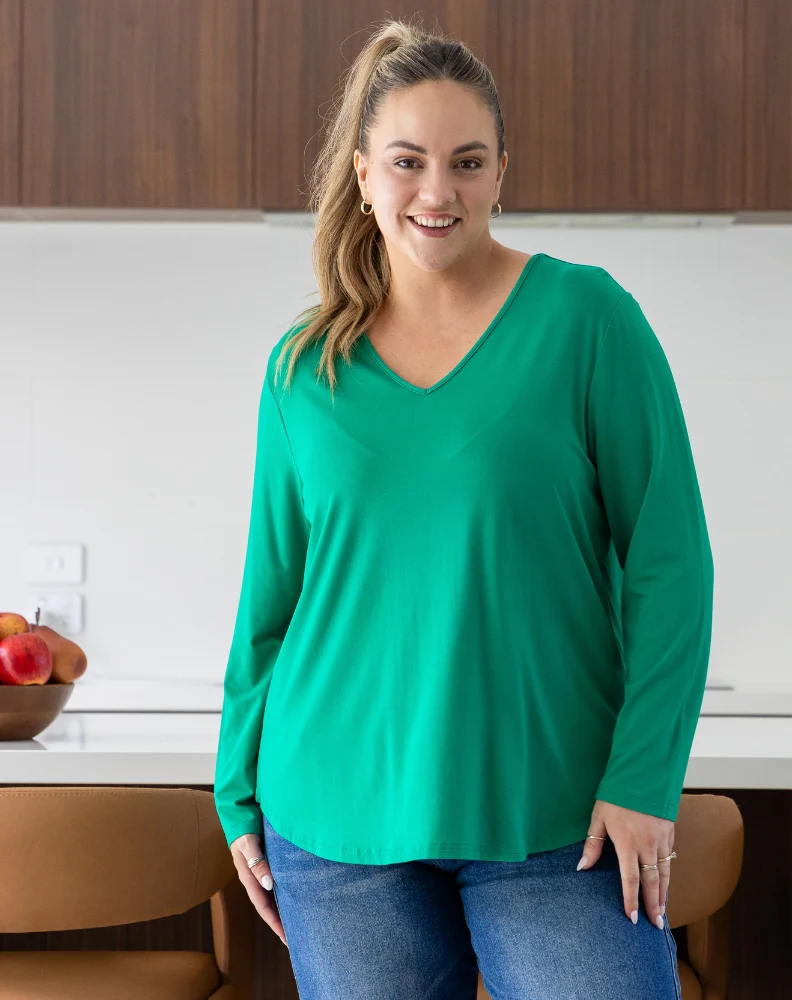 Laney V Neck Tee - Emerald - Image 4
