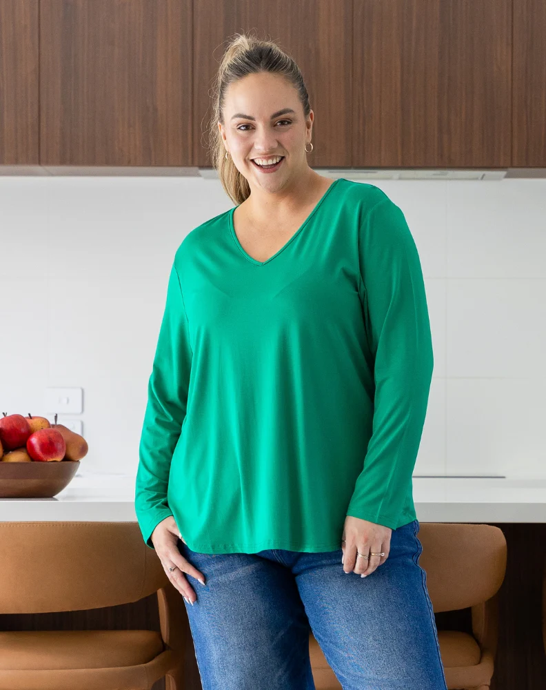 Laney V Neck Tee - Emerald - Image 9