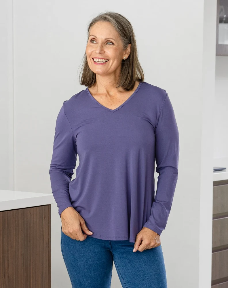Laney V Neck Tee - Mauve