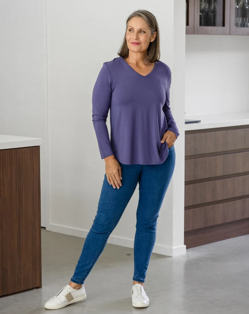 Laney V Neck Tee - Mauve - Image 3