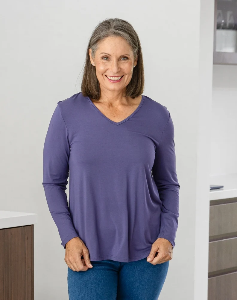 Laney V Neck Tee - Mauve - Image 4