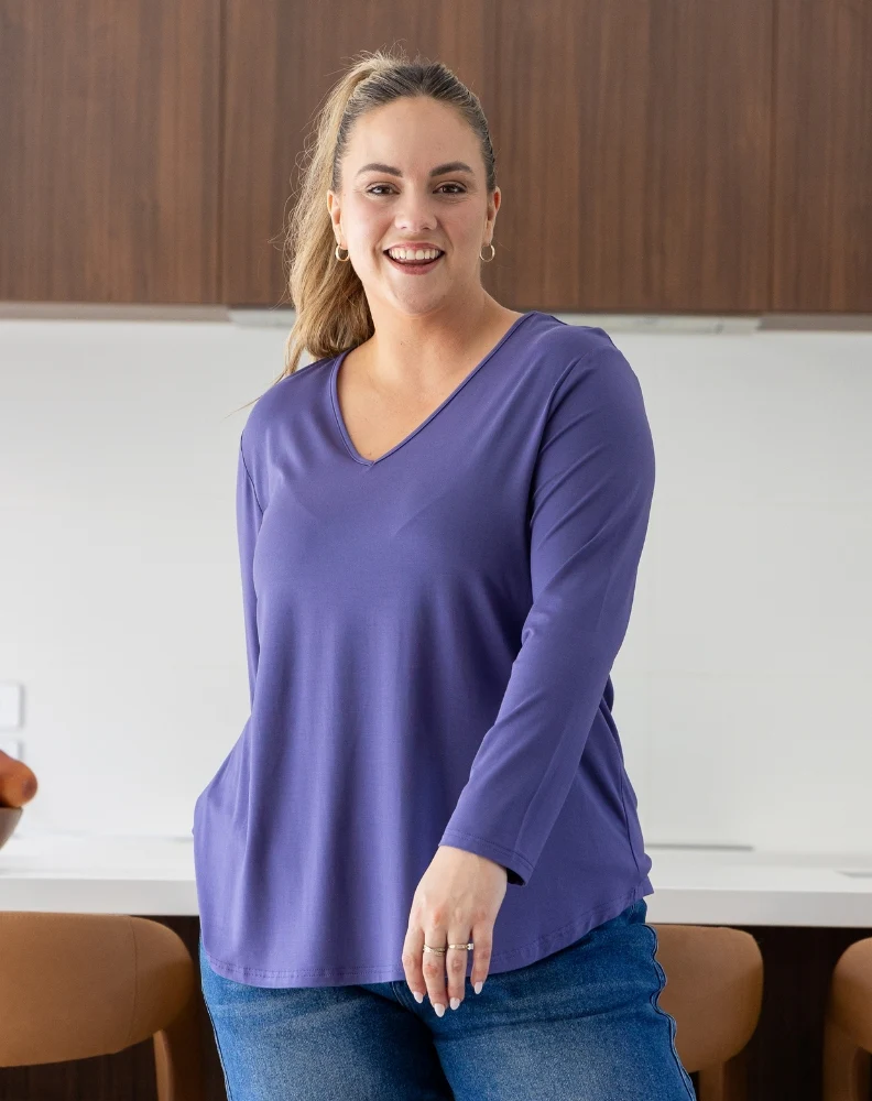 Laney V Neck Tee - Mauve - Image 5