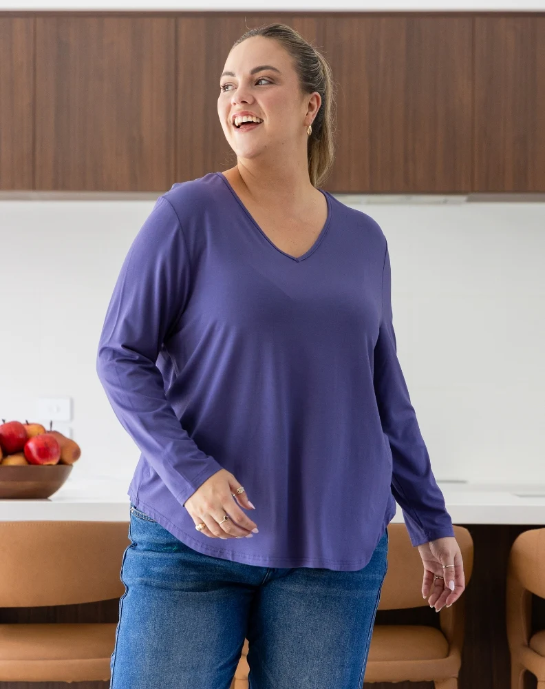 Laney V Neck Tee - Mauve - Image 6