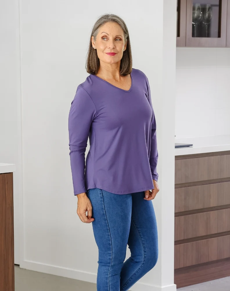 Laney V Neck Tee - Mauve - Image 7