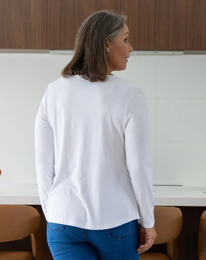 Laney V Neck Tee - White - Image 8
