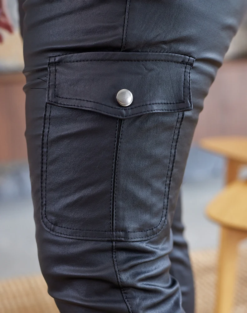 Leather Look Cargo - Black - Image 11