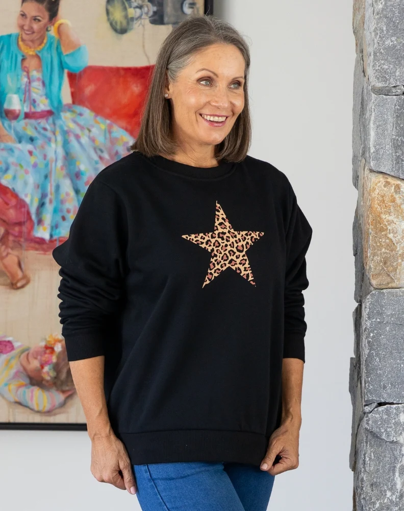 Star Leopard Sweat - Black - Image 6