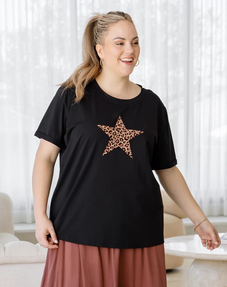Leopard Star Cuff Tee - Image 2