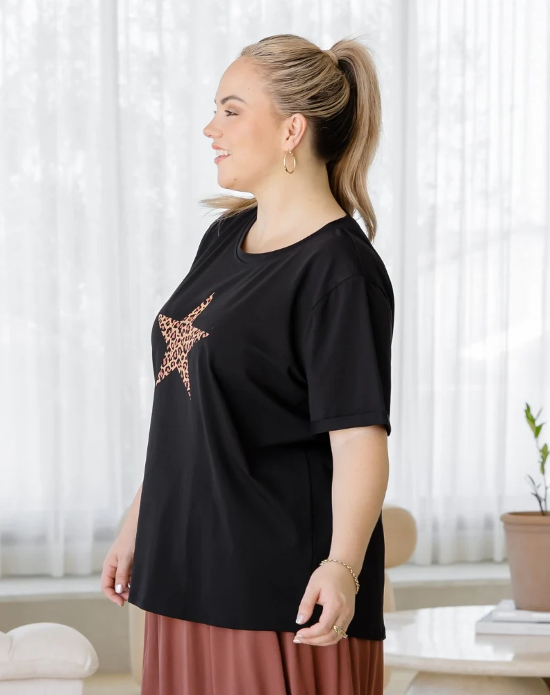 Leopard Star Cuff Tee - Image 3