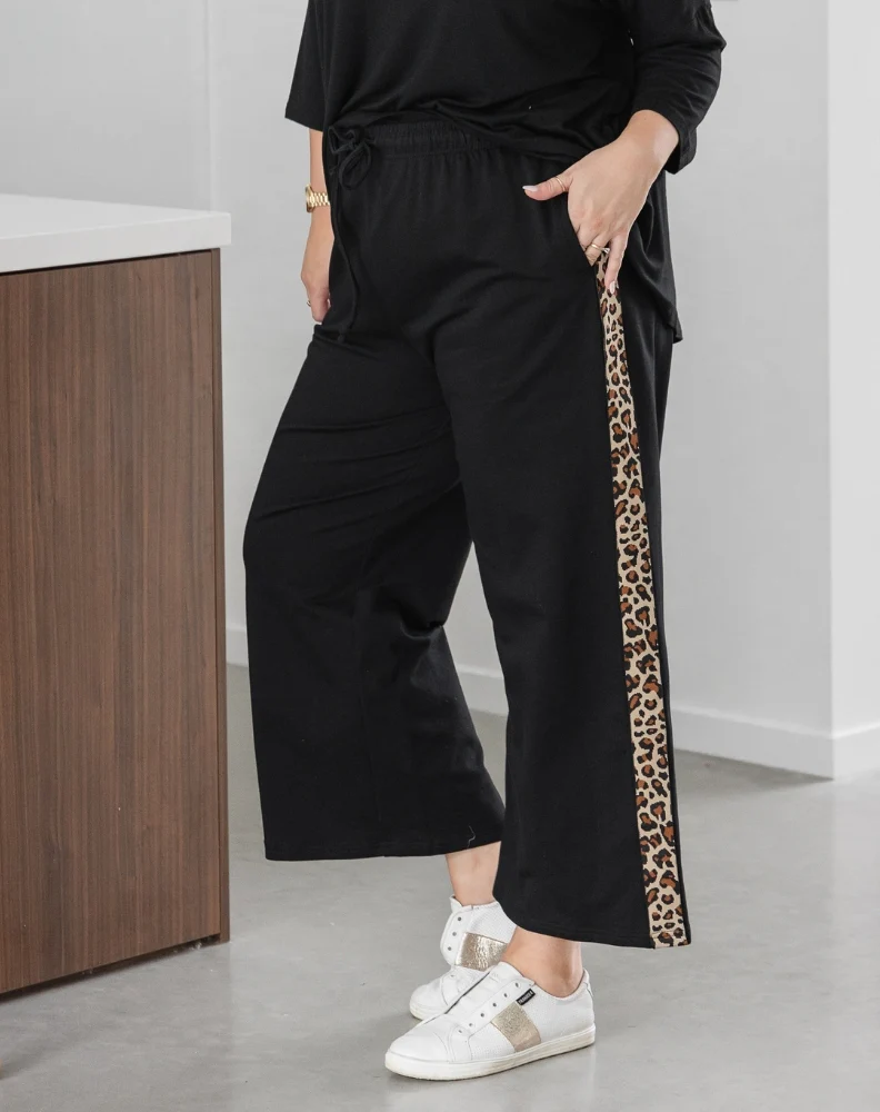 Leopard Trim Pant - Black - Image 7
