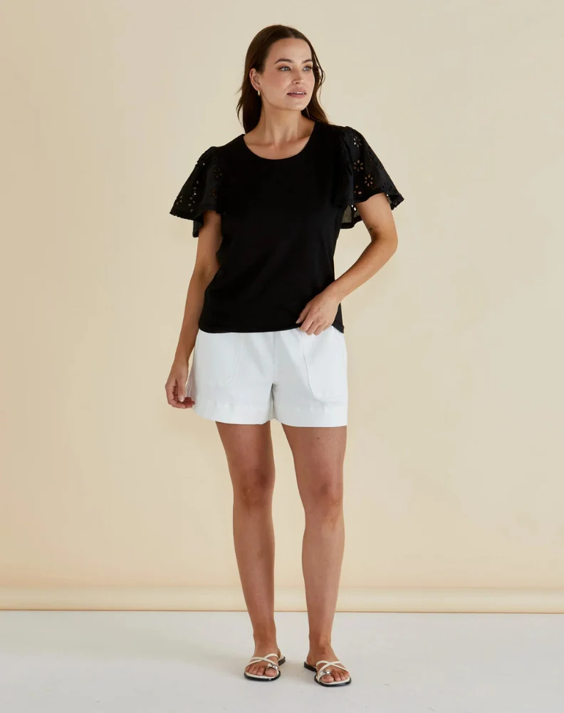 Lottie Embroidered Tee - Black - Image 2