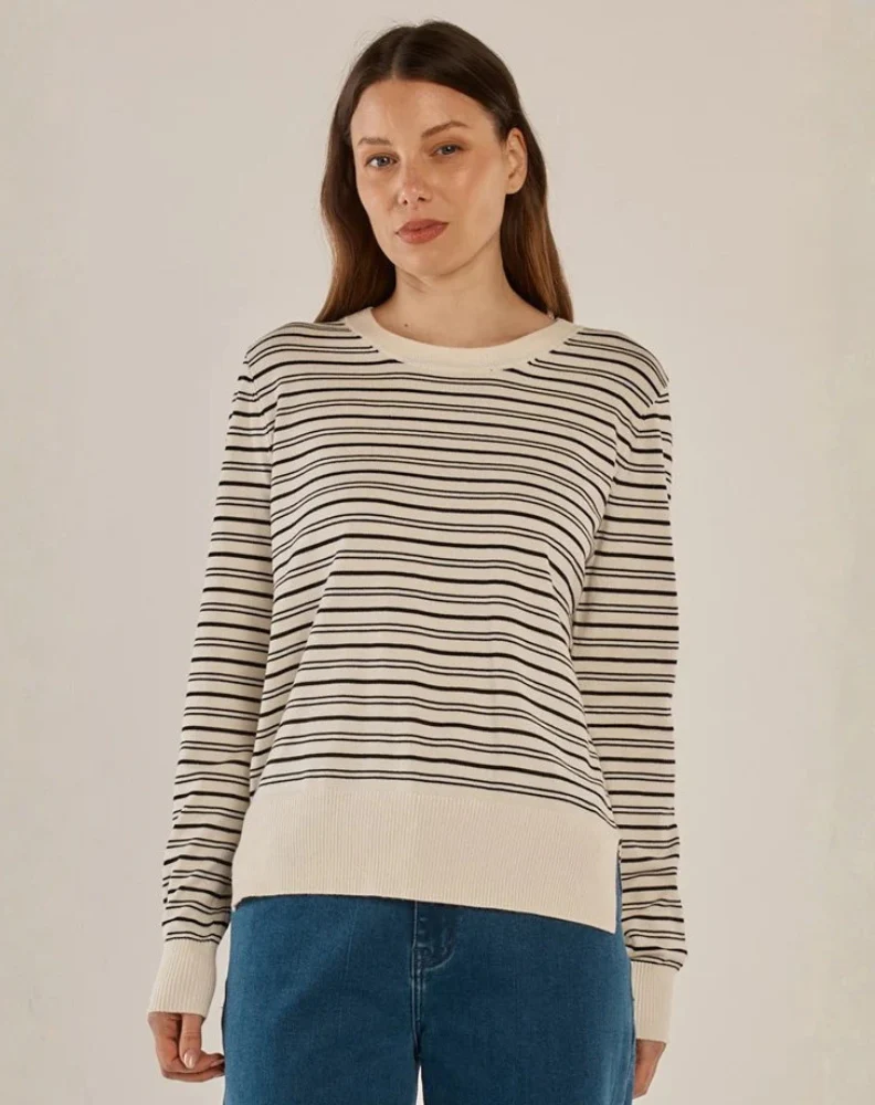Louis Sweater - Cream/Black Stripe