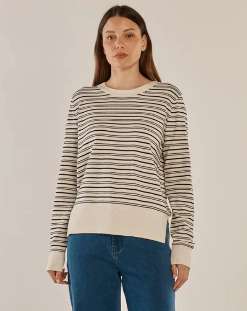 Louis Sweater - Cream/Black Stripe - Image 2