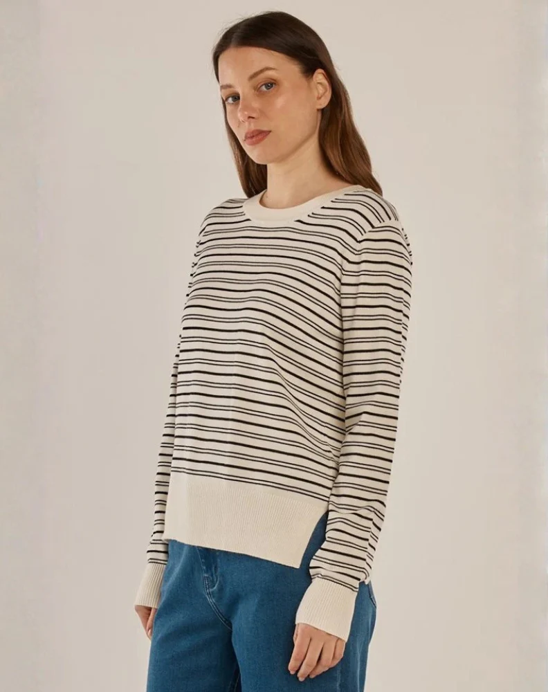Louis Sweater - Cream/Black Stripe - Image 3
