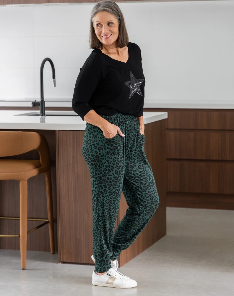 Lounge Pant - Green Leopard - Image 3