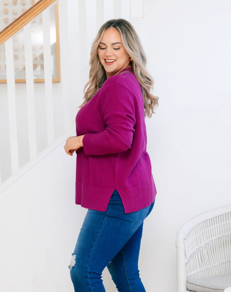 Maple Cotton Knit - Plum - Image 10