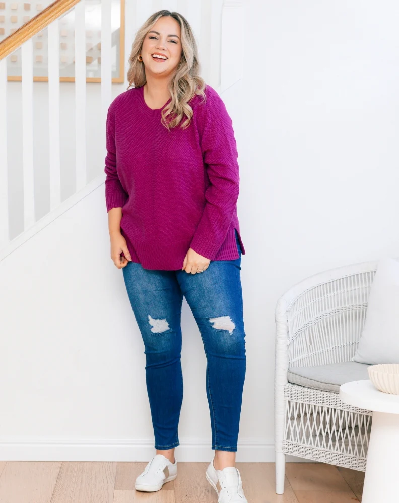 Maple Cotton Knit - Plum - Image 8