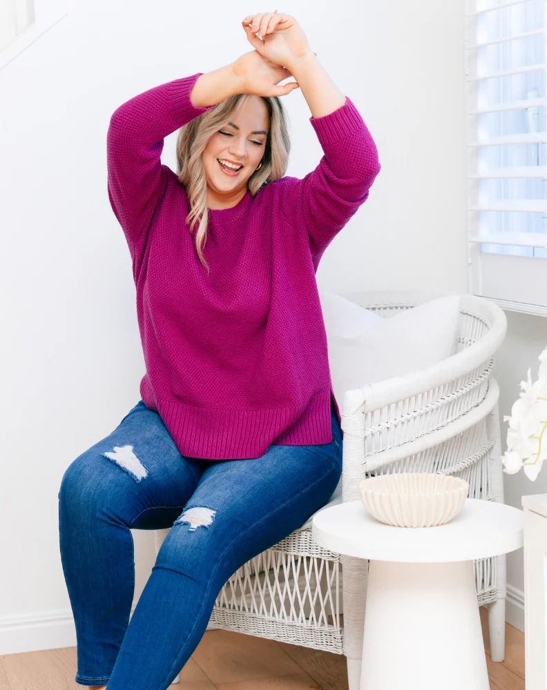 Maple Cotton Knit - Plum - Image 9