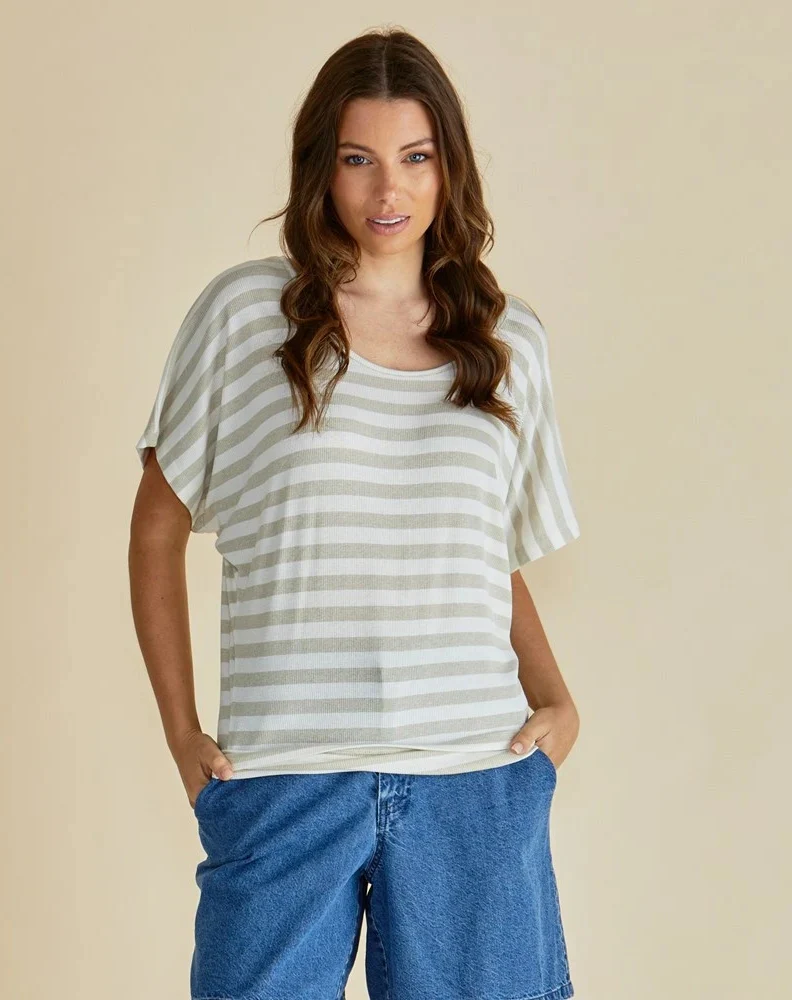 Maui Tee - Gold Stripe Metalic
