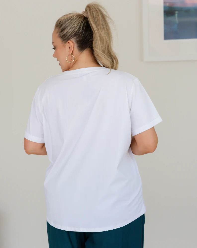 Heart Sequin Tee - White - Image 5
