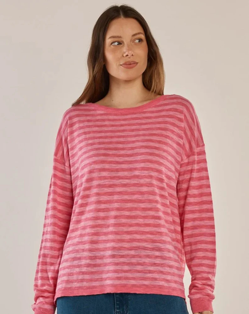 Natasha Knit Top - Blush Stripe Pink