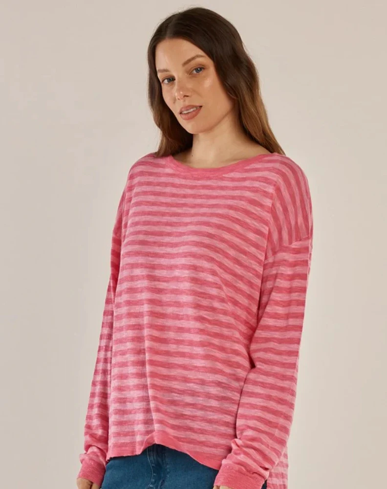 Natasha Knit Top - Blush Stripe Pink - Image 3