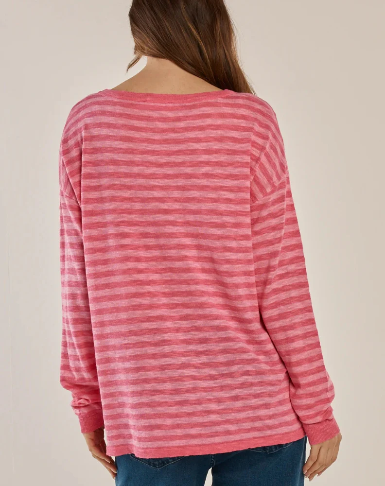 Natasha Knit Top - Blush Stripe Pink - Image 4