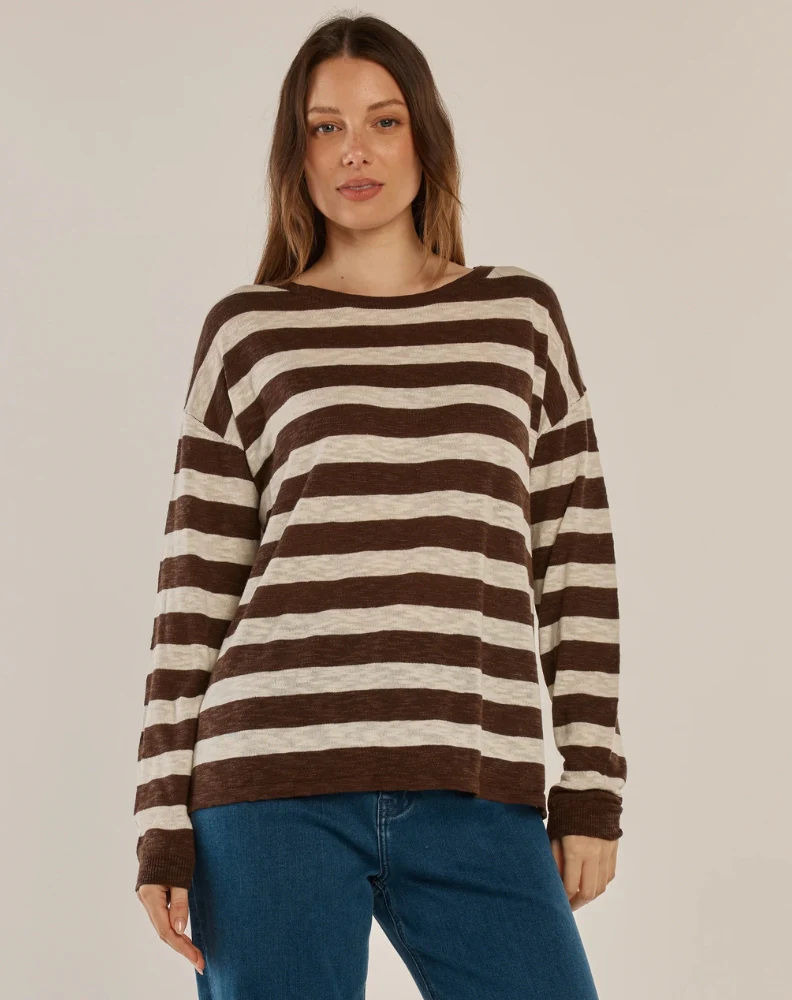Natasha Knit Top - Brown Stripe Brown