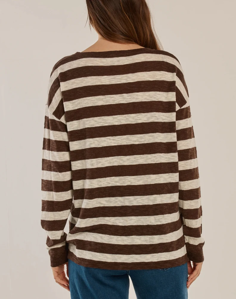 Natasha Knit Top - Brown Stripe Brown - Image 4
