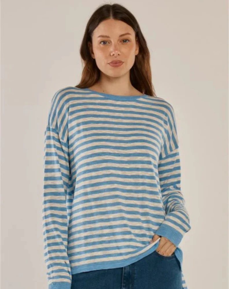 Natasha Knit Top - Cornflower Blue Stripe - Image 3