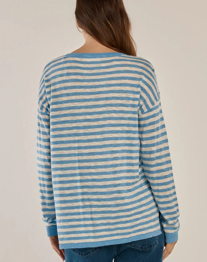 Natasha Knit Top - Cornflower Blue Stripe - Image 4