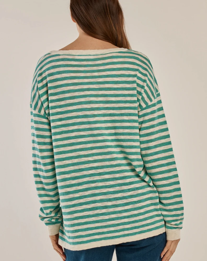 Natasha Knit Top - Lime Stripe Green - Image 3