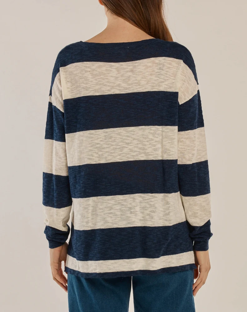 Natasha Knit Top - Ocean Stripe Blue - Image 3