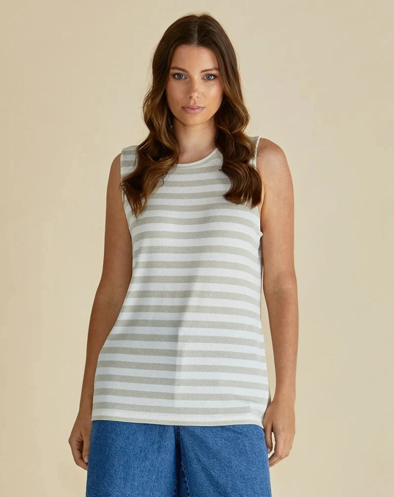 Positano Tank - Gold Stripe Metalic
