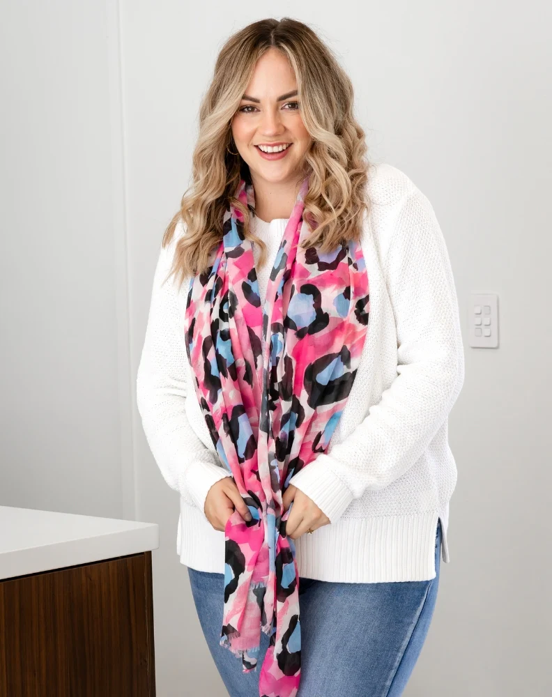 Pink Leopard Scarf
