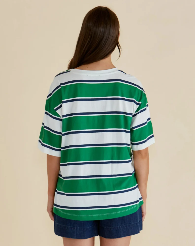 Relax Boxy Tee - Navy/Green Stripe - Image 3