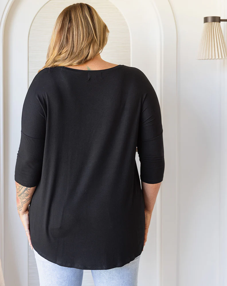 Autumn V-Neck Tee - Black - Image 8