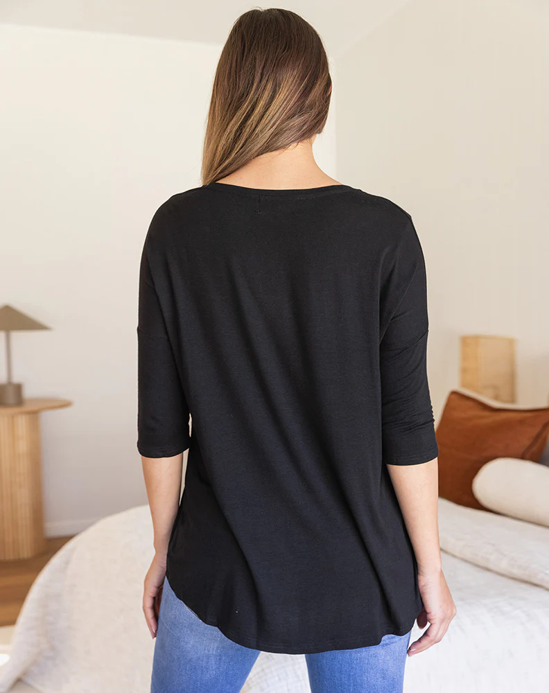Autumn V-Neck Tee - Black - Image 9