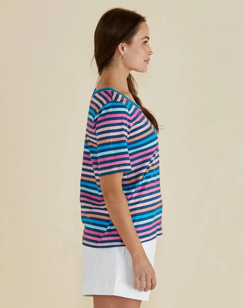 Riley Tee - Multi Stripe Navy - Image 2